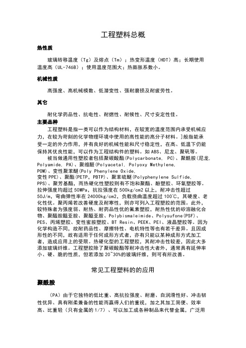 常用工程塑料的性能特点与应用