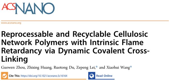 华南理工大学王小慧教授、雷泽芃教授ACS Nano：“一石多鸟”策略打造新型纤维素塑料
